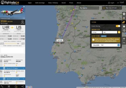 Aviões no Ar em Tempo Real (Easyjet, Ryanair, TAP) 3