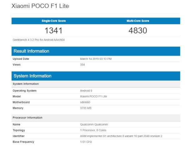 Versão Lite do PocoPhone F1 apareceu em testes de performance 2