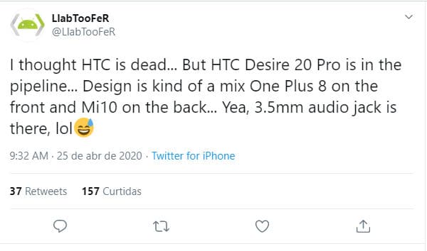 Foram revelados alguns detalhes do HTC Desire 20 Pro 3